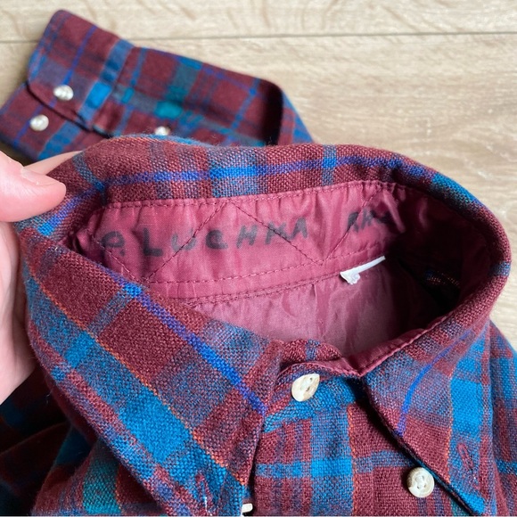 Vintage flannel like button down long sleeve shirt retro plaid - Picture 6 of 6